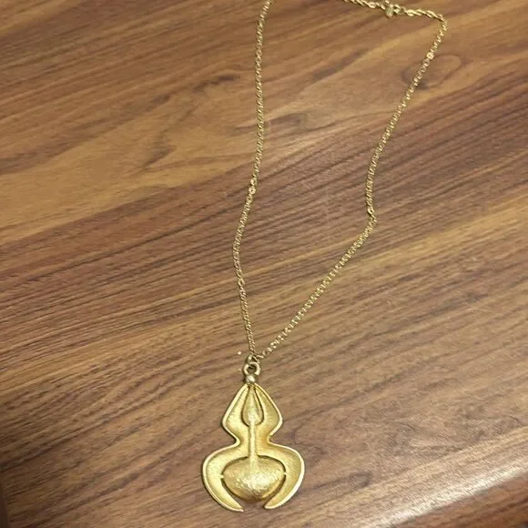 Sarah Coventry Signed Vintage Brutalist Style Gold Tone Pendant Necklace. - Picture 5 of 7